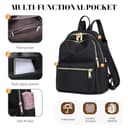FORRICA Womens Backpack Nylon Lightweight Rucksack Casual Back Pack with Multi Pockets for Commuting and Everyday Use - Black (L) - 4