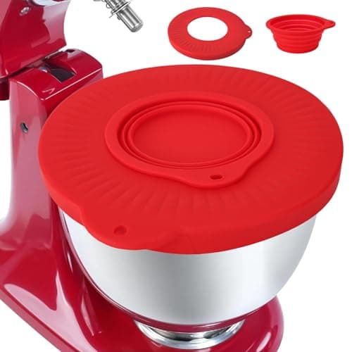 Silikon Spritzschutz Zubehör für Kitchenaid Stand Mixer 4.8L, Rührschüssel mit Spritzschutz Schüssel für Kitchen Aid Artisan 4.5-5 QT, Spritzschutz Kompatibel mit Kitchen Aid Mixer Tilt-Head (Rot)
