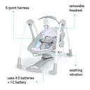 Ingenuity ConvertMe 2-in-1 Babyschaukel & Babywippe, tragbar, Vibration, Musik, Naturgeräusche, 0–9 Monate, 2,7–9 kg – Raylan - 2