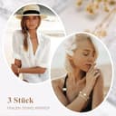 3 Stück Vergoldet Kleeblatt Armband Damen - Kristallen Tennis Armband 6mm Breit Cubic Zirkonia Armreif für Frauen, Wasserfester Tennisarmband mit Edelstahl Armbänder Set Geschenke für Damen, GWeiß - 3