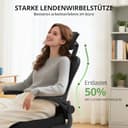 Synorla Schreibtischstuhl Bürostuhl Ergonomisch mit 150 KG Tragkraft, Ergonomischer Bürostuhl mit Stundenlangen Komfort, 360° Drehbareoffice Chair mit Verstellbarer Lendenwirbelstütze, Schwarz - 3