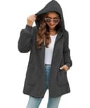 ABINGOO Damen Winterjacke Fleecejacke Lang Kapuzenjacke Teddyjacke Flauschig Plüschjacke Warm Reißverschluss Hoodie Kuscheljacke Wintermantel Mit Taschen(Grau,M) - 4