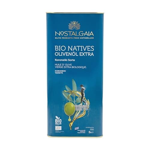 NOSTALGAIA 5 Litres Bio Griechisches Natives Olivenöl Extra – 100% Koroneiki, Kaltgepresst, Hoher Polyphenolgehalt, Frische Ernte 2024/2025, Premium Qualität, 5L Kanister
