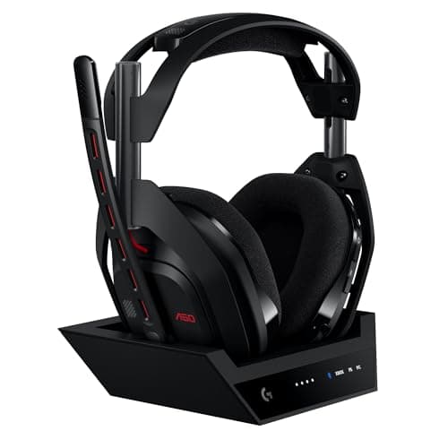 Logitech G Astro A50, cuffia con microfono gaming wireless LIGHTSPEED + base (Gen 5), PRO-G GRAPHENE, passaggio fra 3 sistemi, USB-C per Xbox, PS5, PC/Mac, Nintendo Switch, Switch 2, Bluetooth - Nero