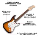 Squier by Fender Debut Collection Stratocaster Chitarra Elettrica, Tastiera in Laurel, Battipenna Bianco, Sunburst a 2 Colori - 2