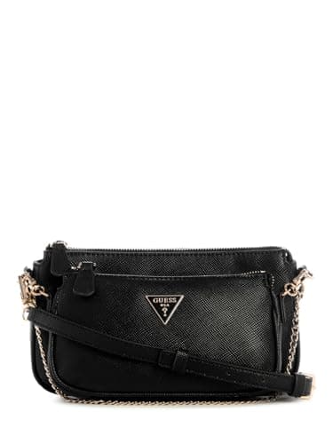 GUESS Women's Noelle II Double Pouch Crossbody Shoulder Bag, black, Unit size