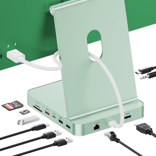 PULWTOP Aggiornato Hub iMac per M1/M3/M4, accessori iMac con custodia SSD (SSD non incluso), hub USB C per iMac da 24 pollici con HDMI 4K a 60 Hz, 2,5 GbE, USB A/C (Verde)