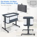 COSTWAY 3 in 1 Culla Neonato Fianco Letto, Lettino Neonato Dondolo con Materasso, Culla Co-Sleeping Fino a 9 kg, Altezza Regolabili, Inclinazione di 10°, 84 x 59,5 x 80,5cm (Grigio Scuro) - 4