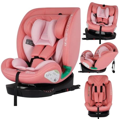 For Your Little One AllStage 360 Group 0/1/2/3 Car Seat, ISOFIX i-Size, 360-Degree Rotation, Rear and Forward-Facing, Birth to 12 Years, 5-Point Harness, 7 Height Positions (Blush Rose)