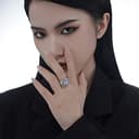 WLLDDDIU Anello In Argento 925 Da Donna,Anelli In Argento Sterling 925 Grosso Martello Design Anelli Regolabili Pietra Di Luna Regolabile Sterling Anelli Di Promessa Regali Per Uomini Ragazze D - 4