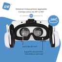 NK Occhiali 3D VR per Smartphone – Visore Intelligenti di Realtà Virtuale con Audio per Smartphone tra 4,7" - 6,53", Angolo Visione 90-100º, Rotazione 360°, Obiettivo e Pupilla Regolabile - Bianco - 4