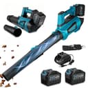 Soffiatore elettrico a batteria 300 km/h con 5 marce e 2 batterie da 6000 mAh – soffiatore senza fili per giardino, foglie, polvere e neve - 1