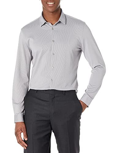 Calvin Klein Camicia da uomo Extreme Slim Fit Stain Shield, Grigio chiaro, S