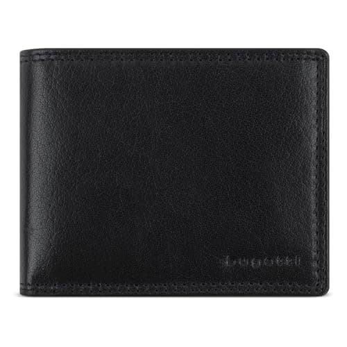 bugatti Savona Herren Geldbörse aus echtem Büffelleder, Portemonnaie mit RFID-Schutz, schwarz