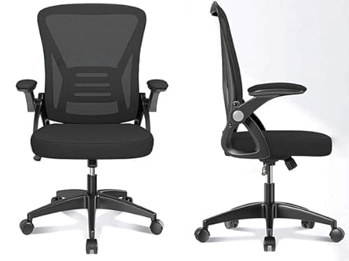 FENIXSHOP24 Sedia da Ufficio Ergonomica con Supporto Lombare, con Braccioli regolabili, Regolazione in Altezza, Poltrona girevole con ruote e rete traspirante – Nera - HLD-1809