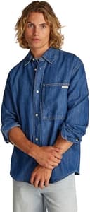 Calvin Klein Camisa Vaquera Hombre Linear Denim Regular Fit, Azul (Denim Medium), XL - 1