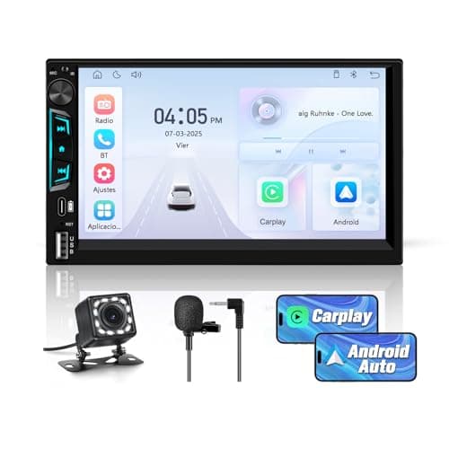 Hexinex Radio de Coche 2 DIN Universal con Carplay y Android Auto Inalámbrico,Autoradio 2 DIN con Pantalla Táctil de 7 Pulgadas y Cámara Trasera, Admite Bluetooth/Mandos Volante/FM/USB/Tipo-C