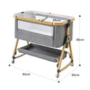 YAZOCO Cuna 3 en 1, Cuna de colecho,Crib Mecedora, Ajuste de Altura e inclinación del colchón, 4 Ruedas con Freno, Colchón Ergonómico (Versión Superior Gris) - 7