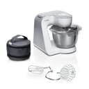 Bosch Küchenmaschine Serie 4, Knethaken, Rühr- & Schneebesen Edelstahl, Edelstahlschüssel spülmaschinenfest, 3D Rührsystem, weiß/silber, MUM58200 - 1