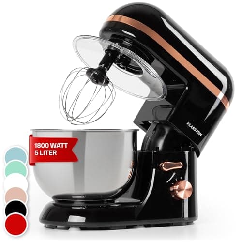 Klarstein Küchenmaschine, Knetmaschine mit 5L Schüssel, 2000W Profi Gerät mit Knethaken und Schneebesen, Universal Küchenmaschine mit 6 Stufen zum Rühren, Kneten und Aufschlagen