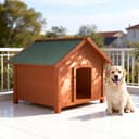 BAKAJI Cuccia per Animali Domestici in Legno di Cipresso, Casetta per Cani e Gatti con Tetto Spiovente Apribile, Casa da Esterno ed Interno Resistente Intemperie, Tettoia Asfaltata, 89 x 84 x 76 cm - 3