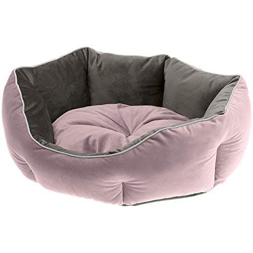 Ferplast Queen 60 Dog Bed with Cushion, Cuddly Bed for Pets, Reversible Soft Velvet, Washable, 60 x 46 x 20 cm, Pink