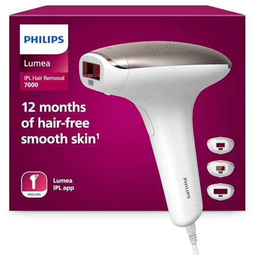 Philips Lumea 7000 Series,dispositivo di epilazione IPL, alternativa ai dispositivi di epilazione laser, 3 accessori per viso, corpo e zona bikini, modello SC1999/00