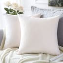 Artscope 2 Pezzi Federe Cuscini in Lino Minimalista Copricuscino Colorato per la Decorazione Domestica Soggiorno Camera da Letto Divano 45x45cm, Bianco - 1