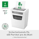 Leitz IQ Aktenvernichter Home Office S, 9-8 Blatt (70-80 g/m²), TÜV+GS zertifiziert, Partikelschnitt, Sicherheitsstufe P4, 15L Behälter, Sehr leise, & kompakt, Schredder für Büro, Weiß, 80360000 - 2