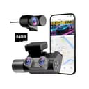 Frvesroe Dashcam 3 Canales para Coche, 4K UHD Delante 170°+ Full HD Trasero 140°+ Interior 140°, Parking 24h, Dash CAM Coche, WiFi 6 & GPS, Visión Nocturna HDR/WDR, Dashcam con Tarjeta 64GB (V1) - 1