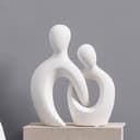 Escultura romántica de Pareja en cerámica Blanca - Estatua Moderna de Amantes para Decorar Sala de Estar, Oficina y Dormitorio Aniversarios y San Valentín - 9
