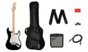 Squier by Fender Sonic Stratocaster Pacchetto Chitarra Elettrica, Nero, Tastiera in Acero, Gig Bag, Amplificatore Squier Frontman 10G 230V EU, Include Lezioni Virtuali Gratuite su Fender Play - 1