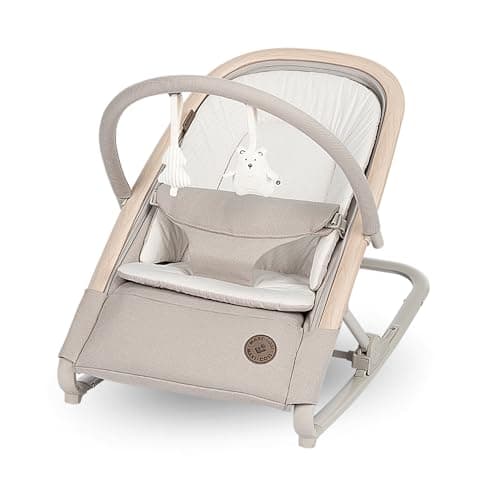 Maxi-Cosi Kori 2-in-1-Babywippe mit Spielzeugbogen, 0–2 Jahre, bis zu 15 kg, Baby Bouncer, 3 mit einer Hand einstellbare Liegepositionen, Easy-in-Gurt, leicht und kompakt, Eco Care, Classic Beige