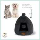 PATAM Cuccia Gatto, Cane Piccola Taglia, da Interno, Lavabile, Antiscivolo, Igloo Nero - 3