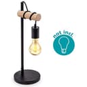 Lampada da Tavolo Vintage, Lampada da Tavolo in Metallo Nero e Legno, Design Elegante e Minimale Lampada da Comodino Nero, E27 Lampada da Scrivania Industriale per Soggiorno, Camera da Letto - 4