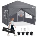 Sekey 3m x 3m One-Touch Pop Up Gazebo with Sides – Instant Setup, Heavy Duty & Waterproof 1000mm, Includes 4 Weight Bags for Extra Stability – Perfect for Outdoor Events (Grey, 3x3 with Sides) - 1