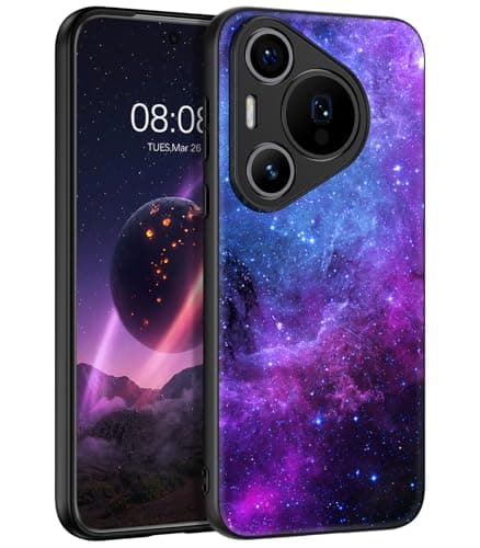 DOMAVER Case for Huawei P70 Pro, Huawei P70 Pro+ Case Slim Fit Glow in The Dark Hybrid Hard PC Shockproof Drop Protective Girls Women Men Phone Cover for Huawei P70 Pro/P70 Pro+, Blue Nebula