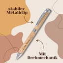 Personalisierter Kugelschreiber ONLINE Nature Style Beechwood mit Gravur in Geschenkbox I echtes Holz I auswechselbare D1-Mine I Schreibfarbe blau I viele Schriften und Symbole I persönliches Geschenk - 4