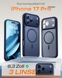 TOCOL für iPhone 17 Pro Hülle 6,3 Zoll, Kompatibel mit MagSafe, Vollständiger Kameraschutz, Eingebauter Magnetring, Stoßfest Kratzfest Transluzente Matt Handyhülle für iPhone 17 Pro Case, Blau - 2