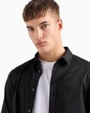 Armani Exchange Herren Smart Stretch Satin Freizeithemd, Schwarz, XL - 2