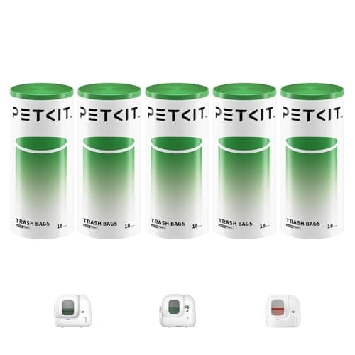 PETKIT Katzentoilettenbeutel mit Zugbändern, Beutel für Katzentoilette für Pura MAX 2 und PUROBOT Max Pro,Kratzfest für Haustier Katze Hunde Hundekot Katzenstreu 5 Rollen*18 (90 Stück)
