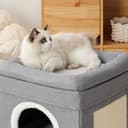 FURRYPAWS Cat House Indoor 2 Layer Cats Cave with Scratching Board, Multi-Level Kitten Bed for Indoor Cats, Cozy Cat Igloo Bed with Soft Velvet Spacious for Small & Medium Pets Grey - 5
