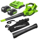 Greenworks 48V(24V x 2) Aspirafoglie Soffiatore a Batteria con Tracolla, Motore Brushless, 322km/h, 9m³/min, Sacco di Raccolta 45L, 2 4Ah Batterie, e Caricabatterie, Garanzia 3 Anni GD24X2BVK4X - 1