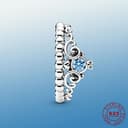 MAYIYAHO 925 Sterling Silver Tiara Blu Anello Corona Carrozza Zucca Allenatore Anelli di Barretta per Le Donne Argento Bague Gioielli Da Sposa Femminile - 5