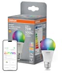 OSRAM Lampada LED SMART+ A75, forma lampadina E27 RGBW, multicolore, dimmerabile, Matter over WiFi, controllo tramite app e voce, 9,5 W, 16 milioni di colori - 1