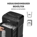 Sicherheitsstufe P5 Aktenvernichter: Fellowes Microcut (2000+ Partikel/A4), 10 Blatt, Powershred 10M, Büro/Homeoffice, 19L Papierkorb, Sicherheitssperre, schwarz - 6