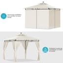 Devoko Garden Pavillon 3x3 Wasserdicht Stabil Winterfest Deluxe Gazebo, UV-Schutz 50+ Doppellagiges Grilpavillons mit seitenwänden für 4-8 Personen, Partyzelt für Freizeit, Partys, Beige - 7