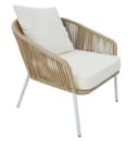 Megashopitalia Set da Giardino in Rattan con Divano 5 Posti Poltrone Tavolino da Caffè (Bianco) - 5