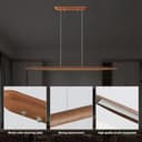 YYUTLUO LED Wood Pendant Light Dining Table Pendant Light, Brown Dimmable with Remote Control Pendant Lamp, Height Adjustable, Modern Linear Design Living Room Lamp Hanging Office Dining Room (130cm) - 6