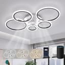 ycwdcz Plafoniera con Ventilatore da Soffitto Compatibile con Alexa, Google Assistant, Anelli Lampadario Led con Ventilatore da Soffitto, Dimmerabile, Motore DC, Ventola Soffitto con Luce - 1